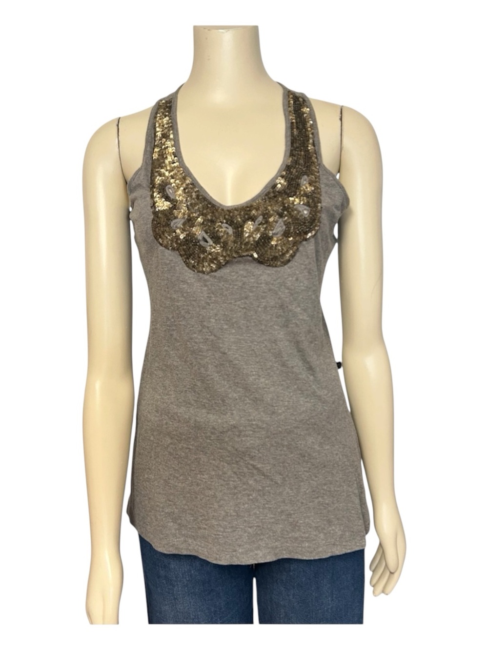 Charlotte Russe Y2K Gray Sequin Tank Top Womens Small